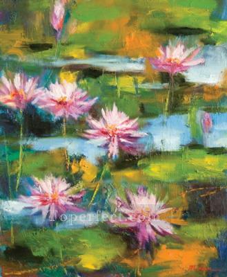 the dance of lotus modern flowers Oil Paintings